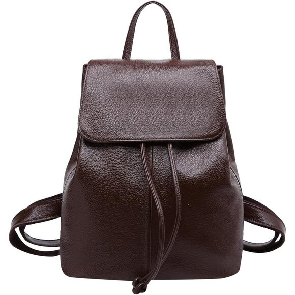 Women Brown Genuine Leather Backpack Fashion Grain Convertible for Travel bag